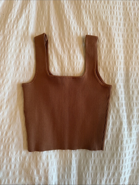 Forever 21 Tops - Forever 21 Ribbed Square-Neck Tank Top - Chocolate Brown
